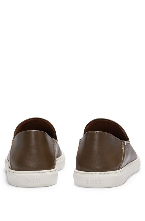 Sapatos Slip-On De Couro Com Acabamento Em Listra De Assinatura