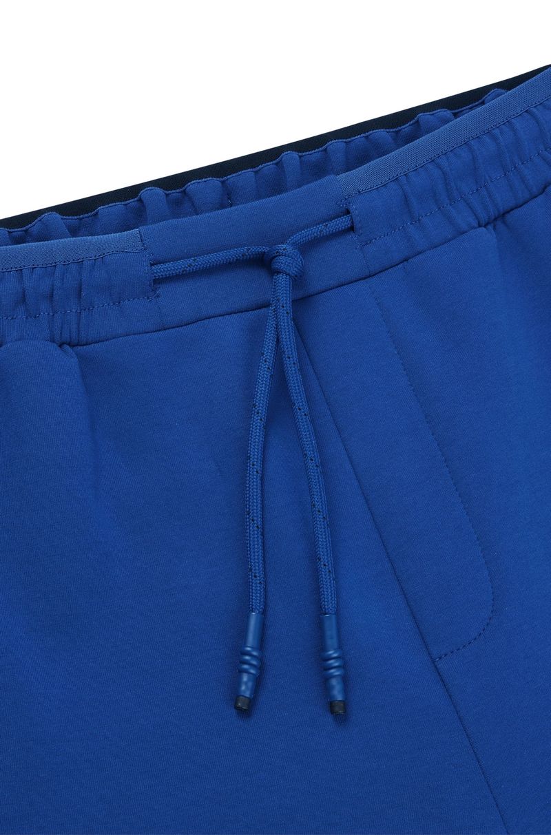 Shorts Em Algodão Stretch Com Faixa Lateral Azul