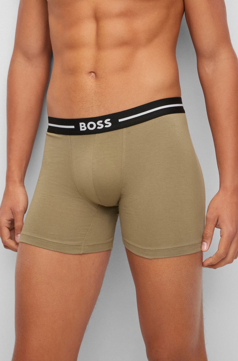 Pacote Com Três Cuecas Boxer Em Algodão Stretch Multicolorido