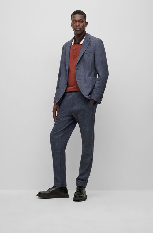 Calça Slim Fit Em Jérsei Stretch Com Micro Estampas