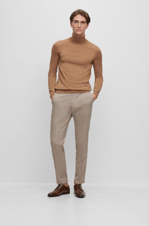 Calças Slim-Fit Em Tecido Elástico Melange