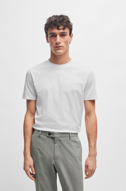 Camiseta Regular Fit Em Jersey De Algodão Com Logo