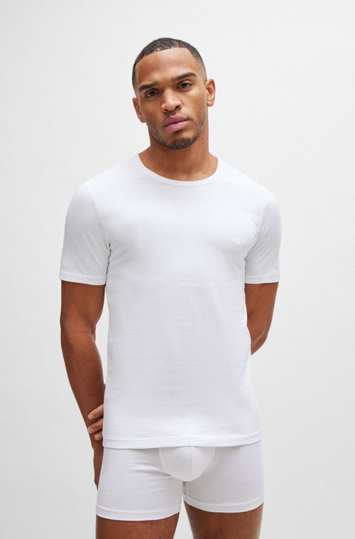 Conjunto De Três Camisetas Com Logo Bordado Em Algodão