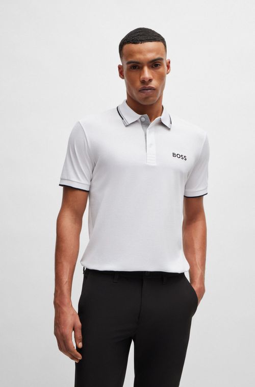 Camisa Polo Em Mistura De Algodão Com Logotipos Contrastantes