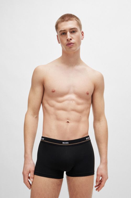Conjunto De Cinco Boxers Em Algodão Stretch Com Cintura De Logotipo