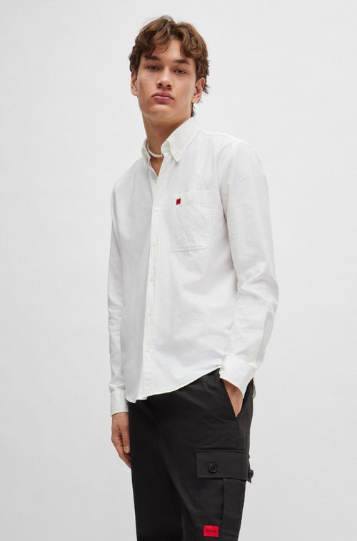 Camisa De Botão Slim-Fit Em Algodão Oxford