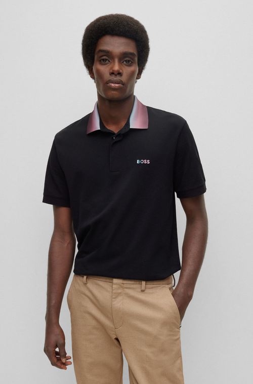 Camisa Polo Piquet De Algodão Regular Fit Com Logotipo De Arco-Íris