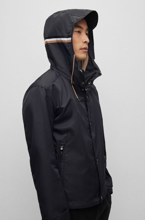 Jaqueta Com Capuz Impermeável Em Tecido De Desempenho Dupla Face