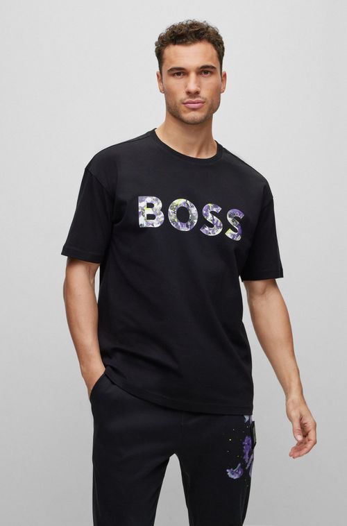 Camiseta Em Jersey De Algodão Com Logotipo De Estampa Floral