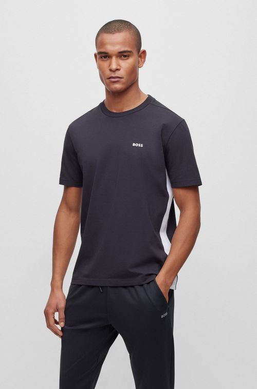 Camiseta De Corte Regular Em Algodão Com Faixa Lateral