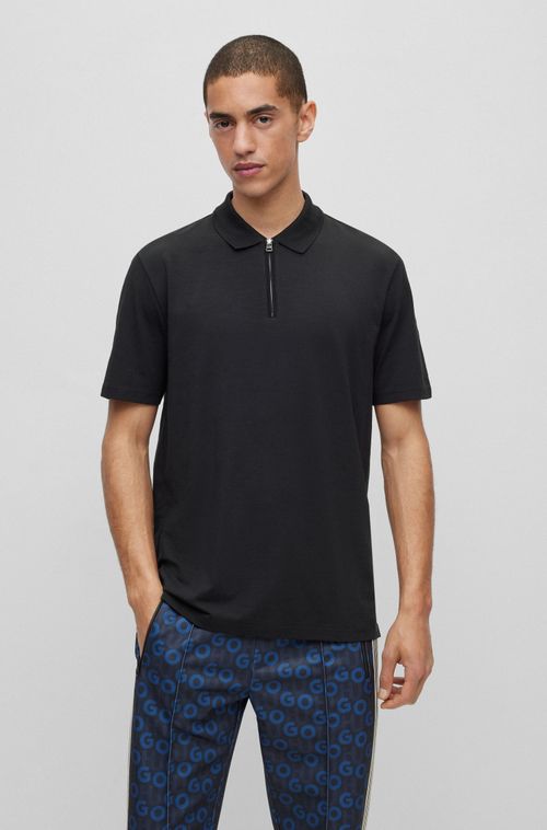 Camisa Polo Com Zíper De Mistura De Algodão