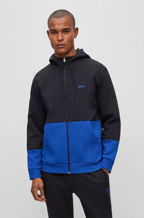 Blusa De Moletom Com Zíper Em Mistura De Algodão Com Logo Bordado Preta