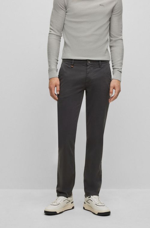 Calças De Ajuste Fino Em Cetim De Algodão.