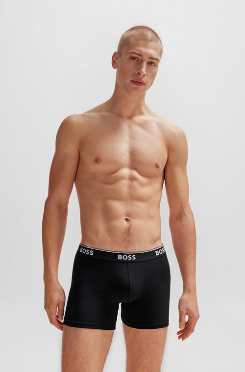 Conjunto De Três Boxers Em Algodão Stretch Com Logotipos