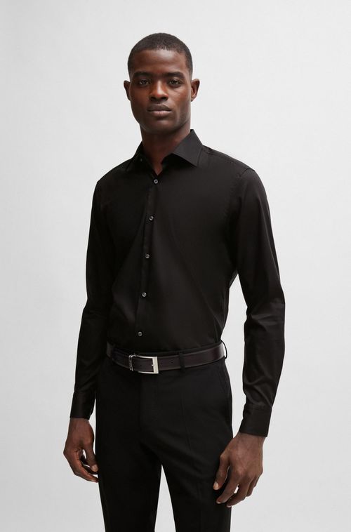 Camisa Slim Fit Em Popeline De Algodão Easy Iron