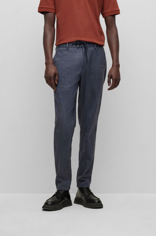 Calça Slim Fit Em Jérsei Stretch Com Micro Estampas