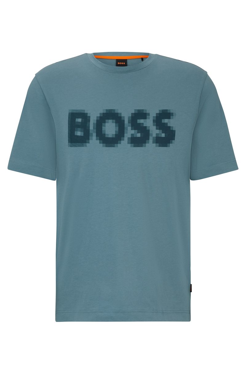 Camiseta De Malha De Algodão De Caimento Descontraído Com Logo