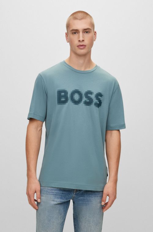 Camiseta De Malha De Algodão De Caimento Descontraído Com Logo