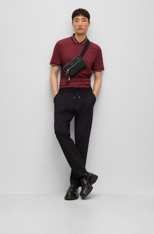 Polo Em Algodão Mercerizado Com Tingimento De Contraste