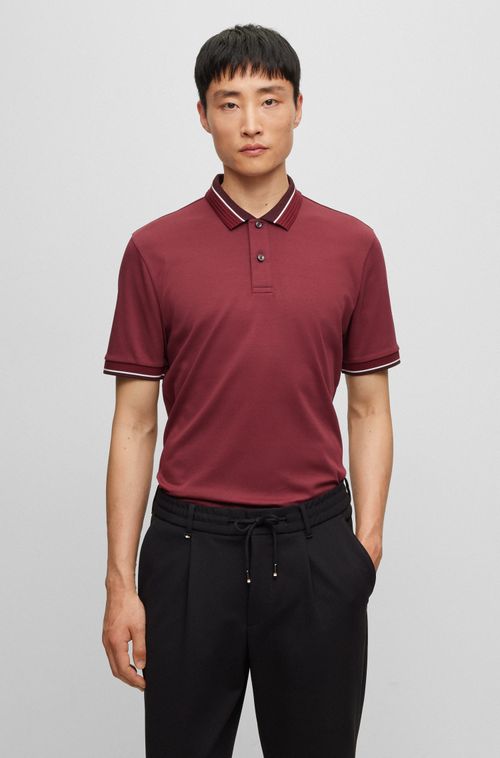 Polo Em Algodão Mercerizado Com Tingimento De Contraste