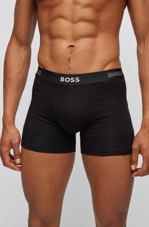 Conjunto Com Duas Cuecas Boxer Com Logos Na Cintura