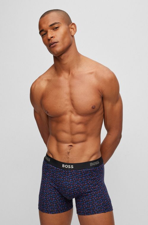 Conjunto Com Duas Cuecas Boxer Com Logos Na Cintura