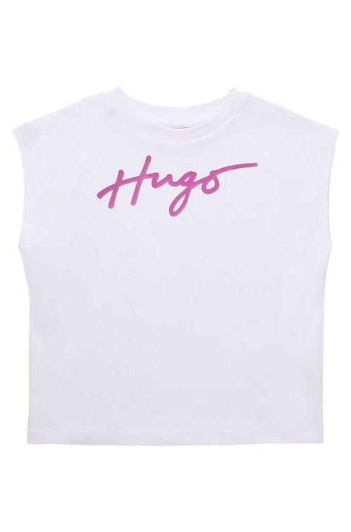 Camiseta Sem Mangas De Algodão Infantil Com Logo