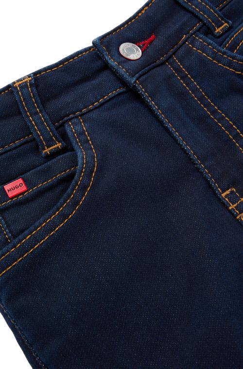 Jeans Infantil Slim-Fit Azul Em Denim Tricotado
