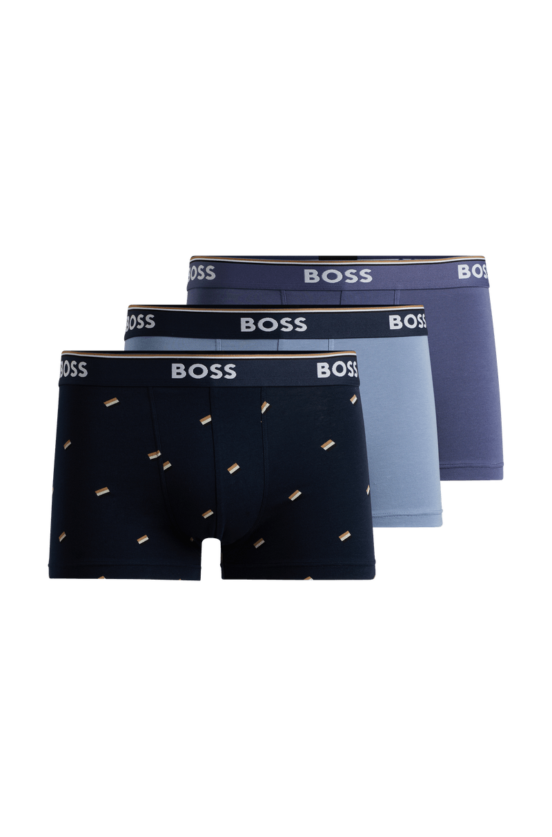Três Cuecas De Algodão Stretch Com Cós De Logo