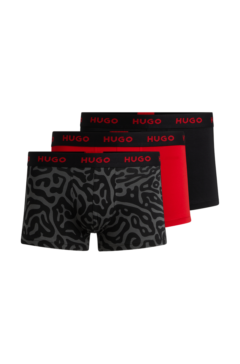 Três Cuecas Boxer De Algodão Elástico Com Cós Com Logo