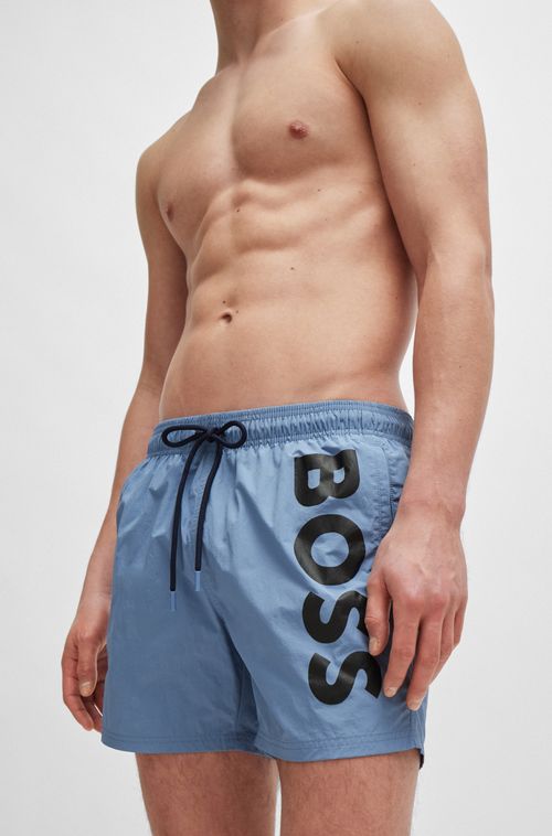 Shorts De Natação Com Estampa De Logo Vertical