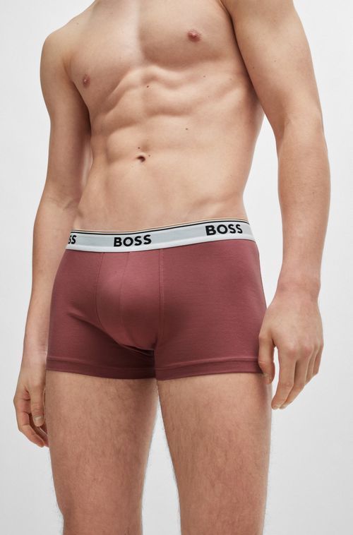 Três Cuecas Boxer De Algodão Elástico Com Cós Com Logo
