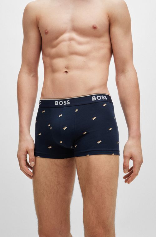 Três Cuecas De Algodão Stretch Com Cós De Logo