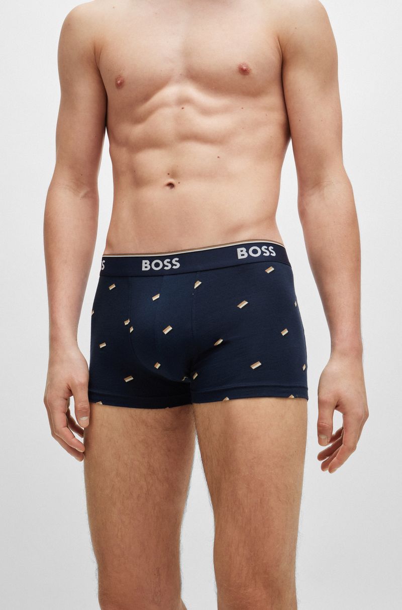 Três Cuecas De Algodão Stretch Com Cós De Logo