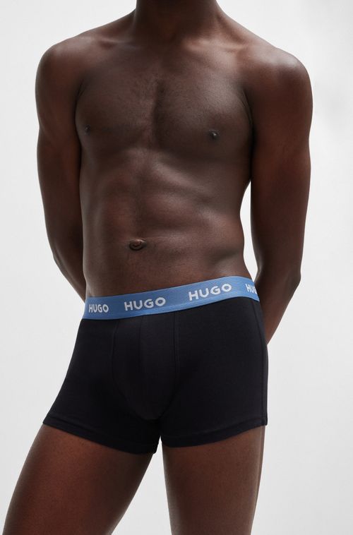 Três Cuecas De Algodão Stretch Com Cós De Logo