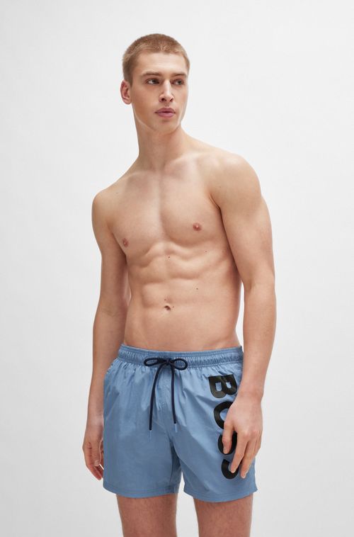 Shorts De Natação Com Estampa De Logo Vertical