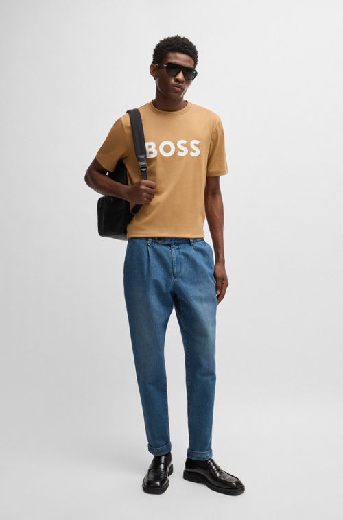 Camiseta De Jersey De Algodão Com Estampa De Logo