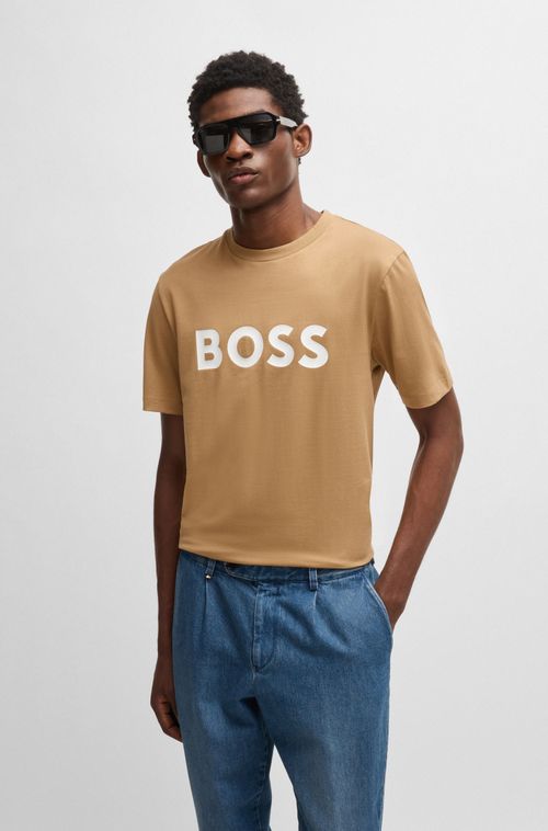 Camiseta De Jersey De Algodão Com Estampa De Logo