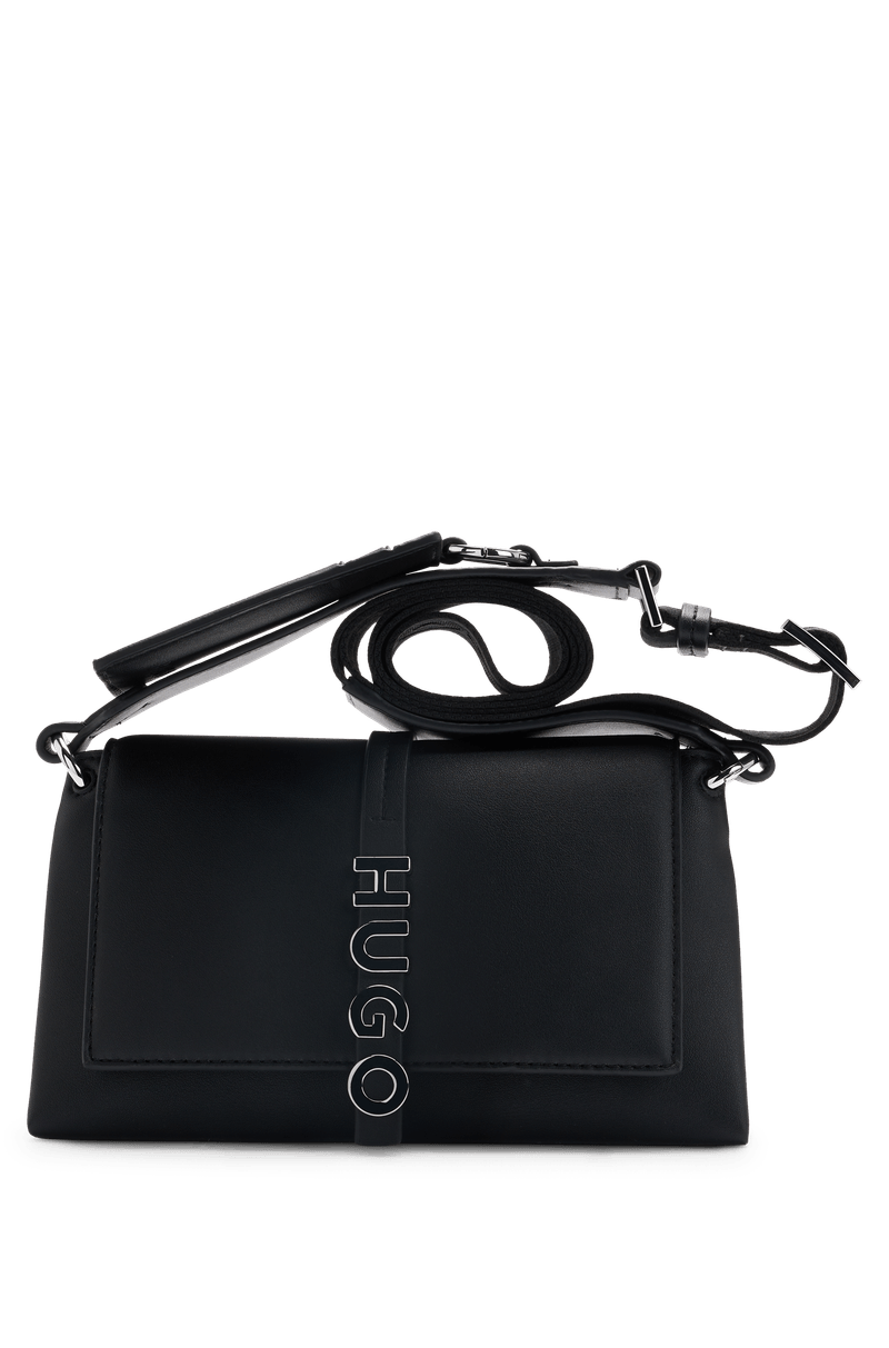 Bolsa Transversal De Couro Com Ferragens De Logo