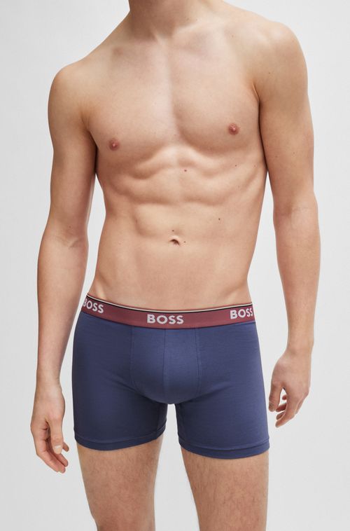 Pack Com Três Cuecas Boxer De Algodão Com Logo
