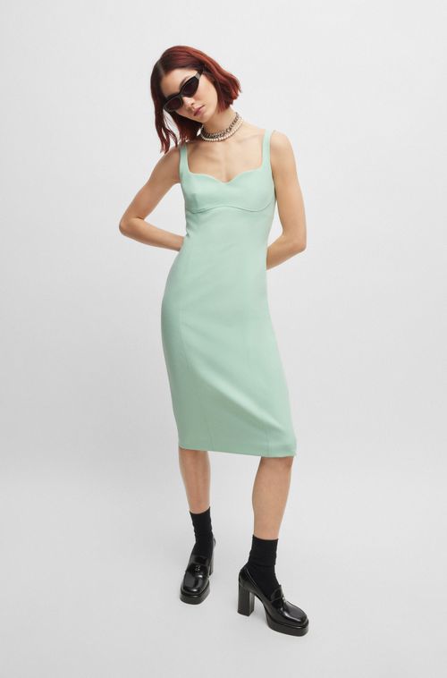 Vestido Midi Sem Mangas Com Detalhes De Costura