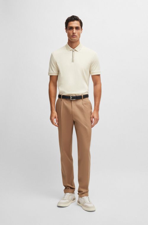Polo Slim-Fit Em Algodão Mercerizado Com Fecho De Zíper