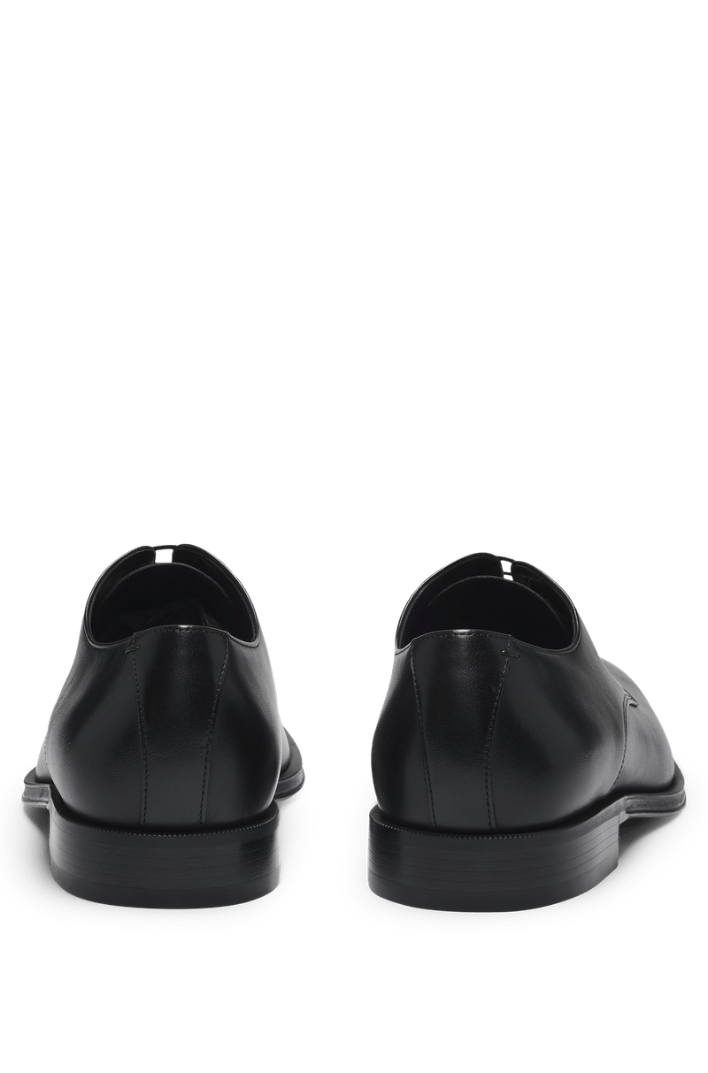 Sapatos Derby De Couro Italiano Com Detalhes De Costura
