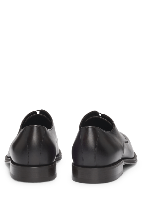 Sapatos Derby De Couro Italiano Com Detalhes De Costura
