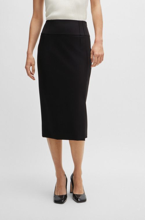 Saia Lápis Extra-Slim-Fit Com Detalhes De Pregas