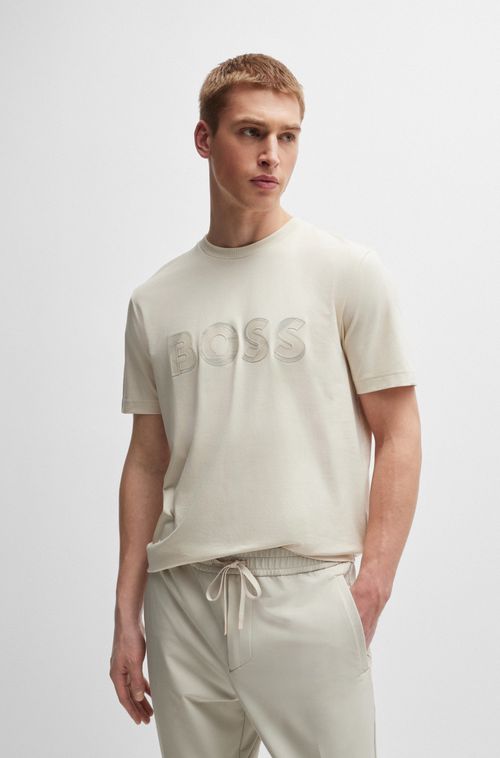 Camiseta De Algodão Stretch Com Arte De Logo
