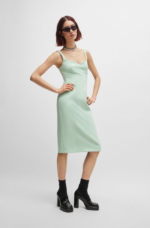 Vestido Midi Sem Mangas Com Detalhes De Costura