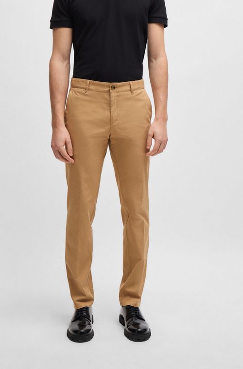 Calças De Corte Slim Em Algodão Stretch