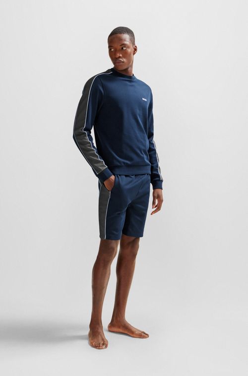 Shorts Em Mistura De Algodão Com Logo Bordado