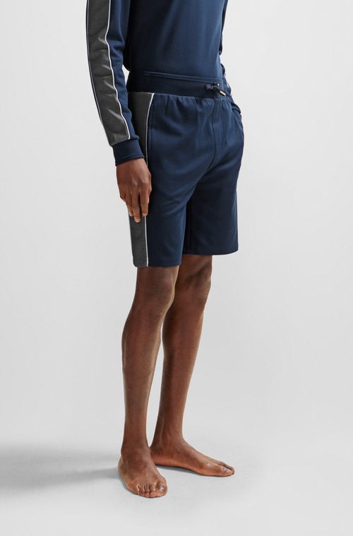 Shorts Em Mistura De Algodão Com Logo Bordado